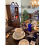 Antique Mahogany Dining Room China Cabinet filled with awesome treasures