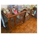 1 Antique Oak Cabinet filled with beautiful items