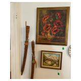 2 Thailand swords, a pair along with artwork