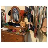 3 Antique dresser with Mirror, pecan wood mix and Ladipes purses