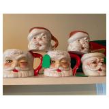 5 Vintage Santa Mugs