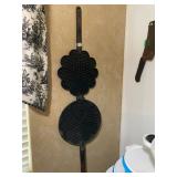 Antique wrought iron waffle griddle