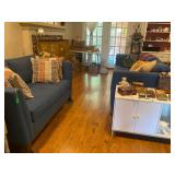 Matching couch and sofa, blue fabric