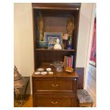 Skinny bookshelf with drawers