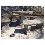 Vintage Concrete Table with Three Benches