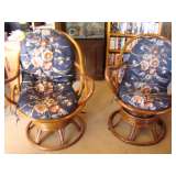 Vintage Bamboo Swivel Chairs