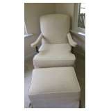Upholstered chair and ottoman