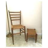 Primitive woven chair and ottoman