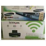 Lexmark wireless printer, new in box (needs new cord), blue-ray player new in box