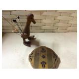 compact, wooden duck hat pin holder