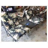 Vintage wrought-iron settee with attached table