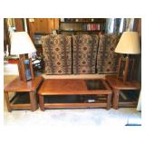 Coffee tables and end tables and lamps