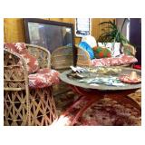 Wicker settee and side chair