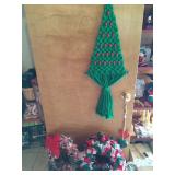 macrame Christmas tree and rag wreaths