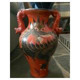Mexican ceramic umbrella stand with dragon handles