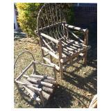 primitive log chairs, big and small