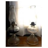 glass oil lamps, antique