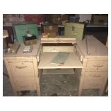 antique desk with center panel that converts for typewriter