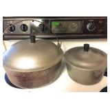 Hammered Club aluminum dutch oven with lid, sauce pan with lid, and skillet (not pictured)
