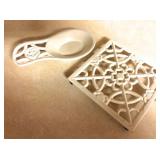 Enamel spoon rest and trivet