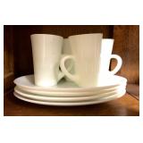 White Fire King tall mug and plate set