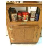 Reproduction antique refrigerator/microwave cart