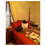 Four-poster bed, with matching end tables and bureau with three-way mirror