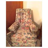 Upholstered wing chair with couch with matching fabric
