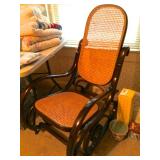 Vintage scrolling-sides wicker rocker