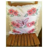 Vintage embroidered throw pillow