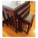 Carved Asian nesting tables, antique