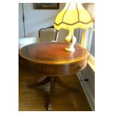 Leather-top drum table