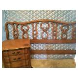 King-size headboard, nightstand, and bureau of same era as living-room/dining-room sets