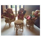 Uneed doll set with wicker furniture