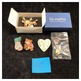 Christmas Pin Lot of 5 24K Electroplated Gold Genuine Ruby Reindeer Pin