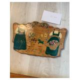 Glossy Wood Painted Folk Art Welcome Sign With 2 Ladies & Baskets & Flowers