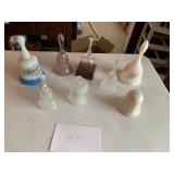 Lot Of Decorative Bells Glass Porcelain Floral Scenic