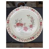 Maxey Round metal Tray with Rose pattern
