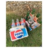 Pepsi glass bottles and 7up