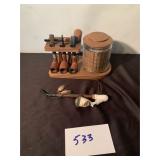 Pipe Set With Wood Stand And Jar and Ceramic Pipe