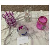 Purple Pink Glass Vase Lot Of 4 Decorative Flower Vases