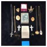 Religious Cross, Angel, Holy Spirit Dove Pin and Jewlery Lot