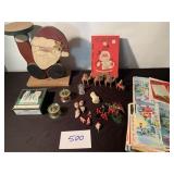 Vintage Christmas Lot Spinner Ornaments Vintage Song Books Glass Nativity