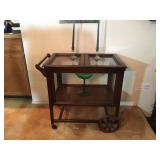 Ferguson Brothers Serving Cart with Glass all around. The Two Top Trays are removable. Glass Art and