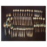 Lot # 23 - Square Fostoria Pedestal Cake Plate, Bohemia Glass, Crystal Dishes, Silverplate spoons, P