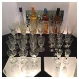 Nice Crystal & Etched Vintage Barware, Mirror Tiles.