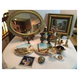 Oval Framed Mirror, Framed Painting, Collectibles from Greece & Italy, Polished Rock, Shells.