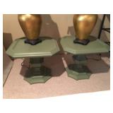 Painted Green Matching Vintage Accent Tables. 20"square x 17"h Lot Number: 10