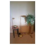  Brass Galore: Vintage 3 Leg Plant Stand, Floor & Table Lamps & Two-Tone Side Table