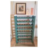 Eight Tier Painted Wine Rack, Sturdy Wood. Clay Wine Cooler, Chianti Bottle & Italy Framed Print